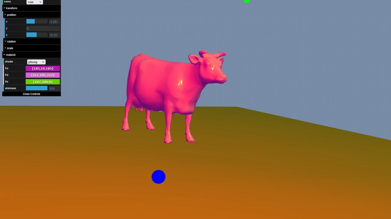 WebGL Phong lighting demo with GUI controls